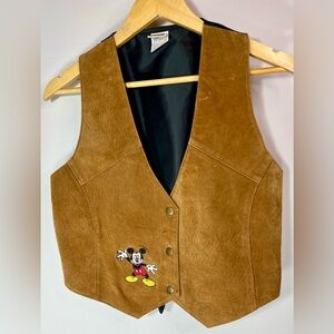 Vintage Disney Mickey Embroidered Suede Vest